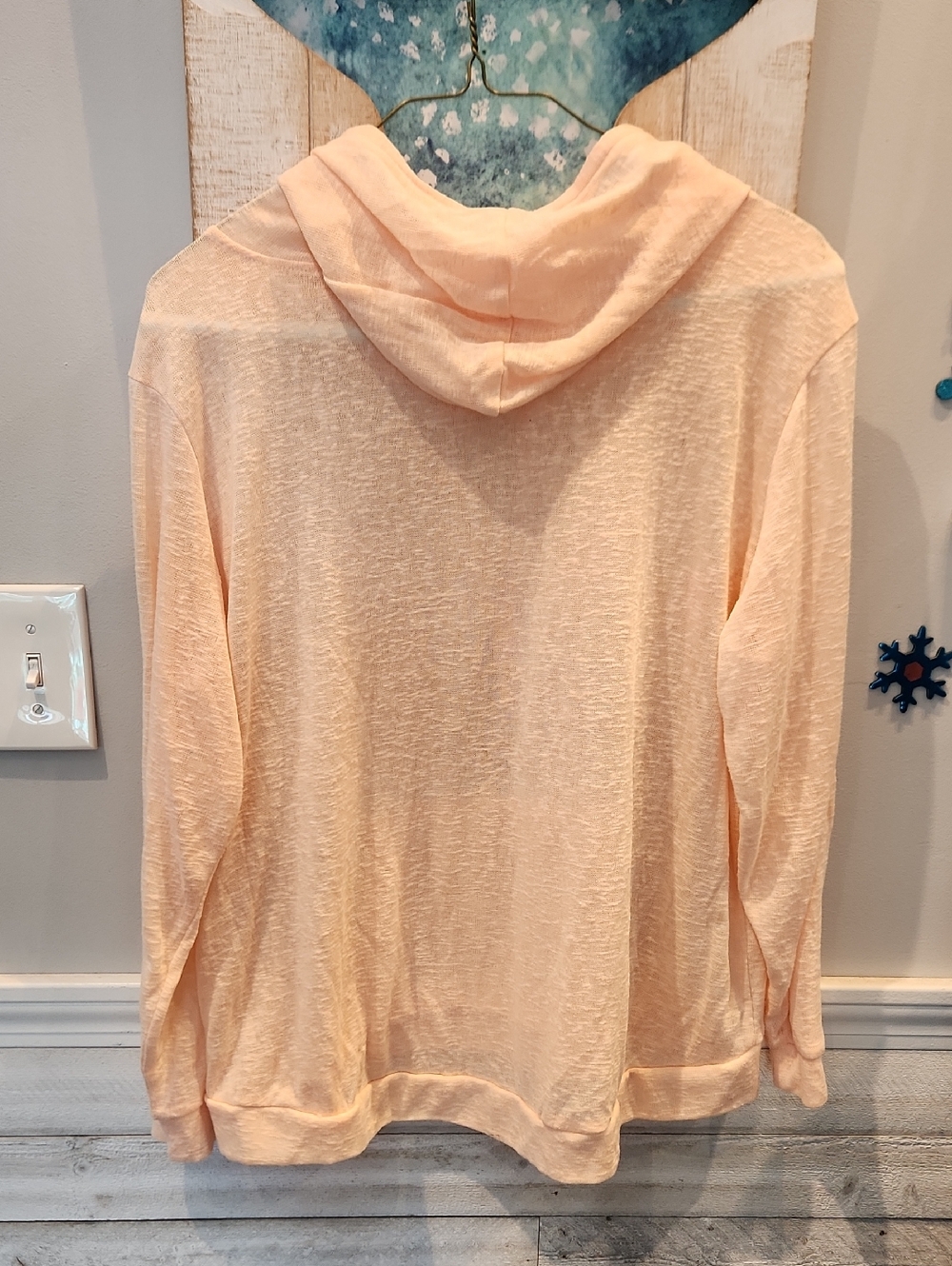 EUC Weatherproof Peach Hooded Oversized Lightweight Pullover Sweatshirt Sz XL - Picture 5 of 6